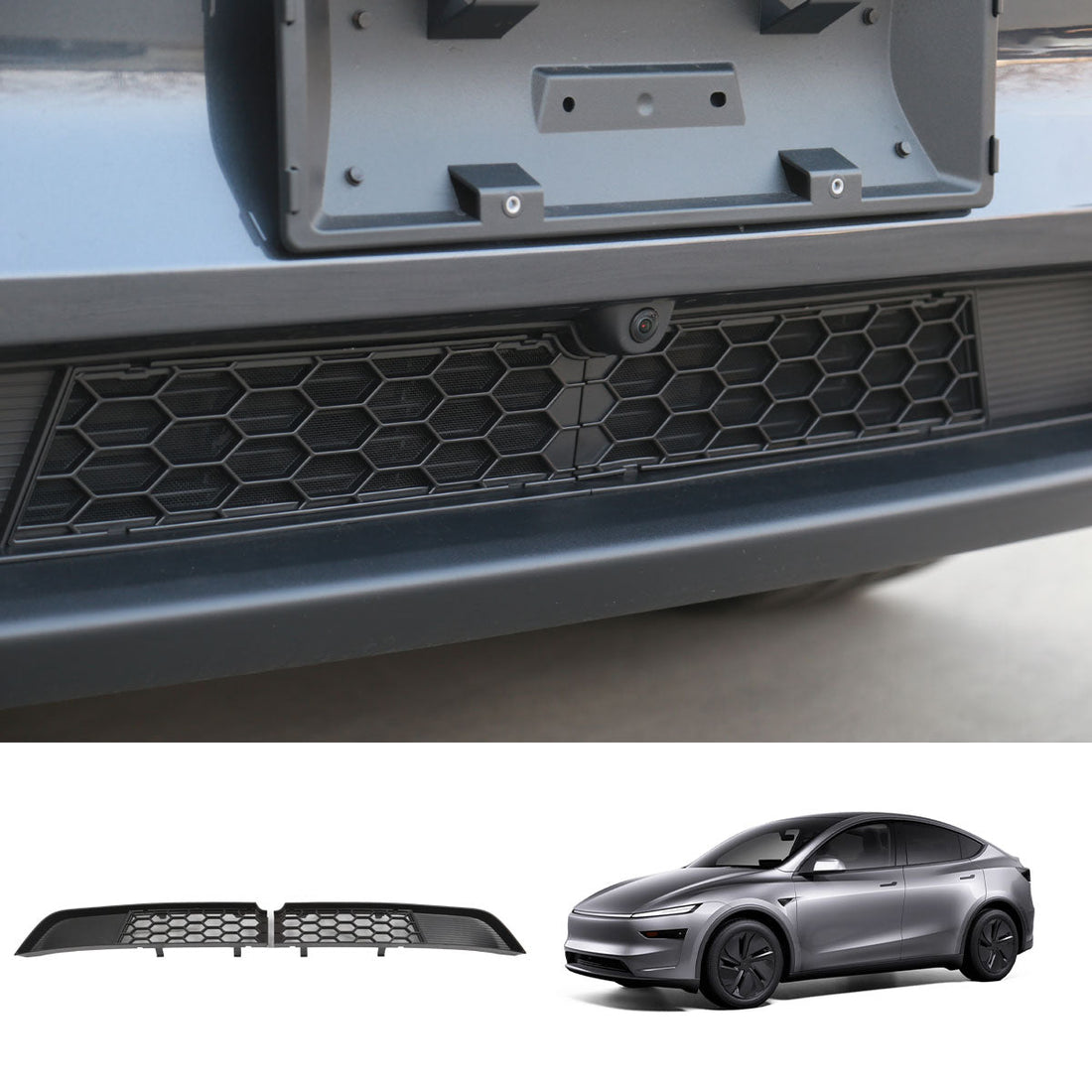 Split Front Bumper Protective Mesh Grill Panel for Tesla Model Y Juniper 2025+ - acetesla