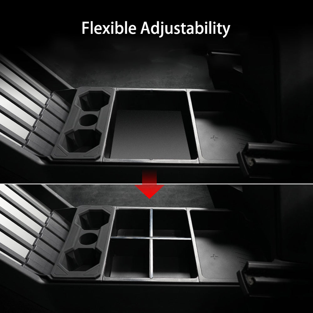 Split Lower Center Console Storage Tray with Cup Holder for Cybertruck - acetesla