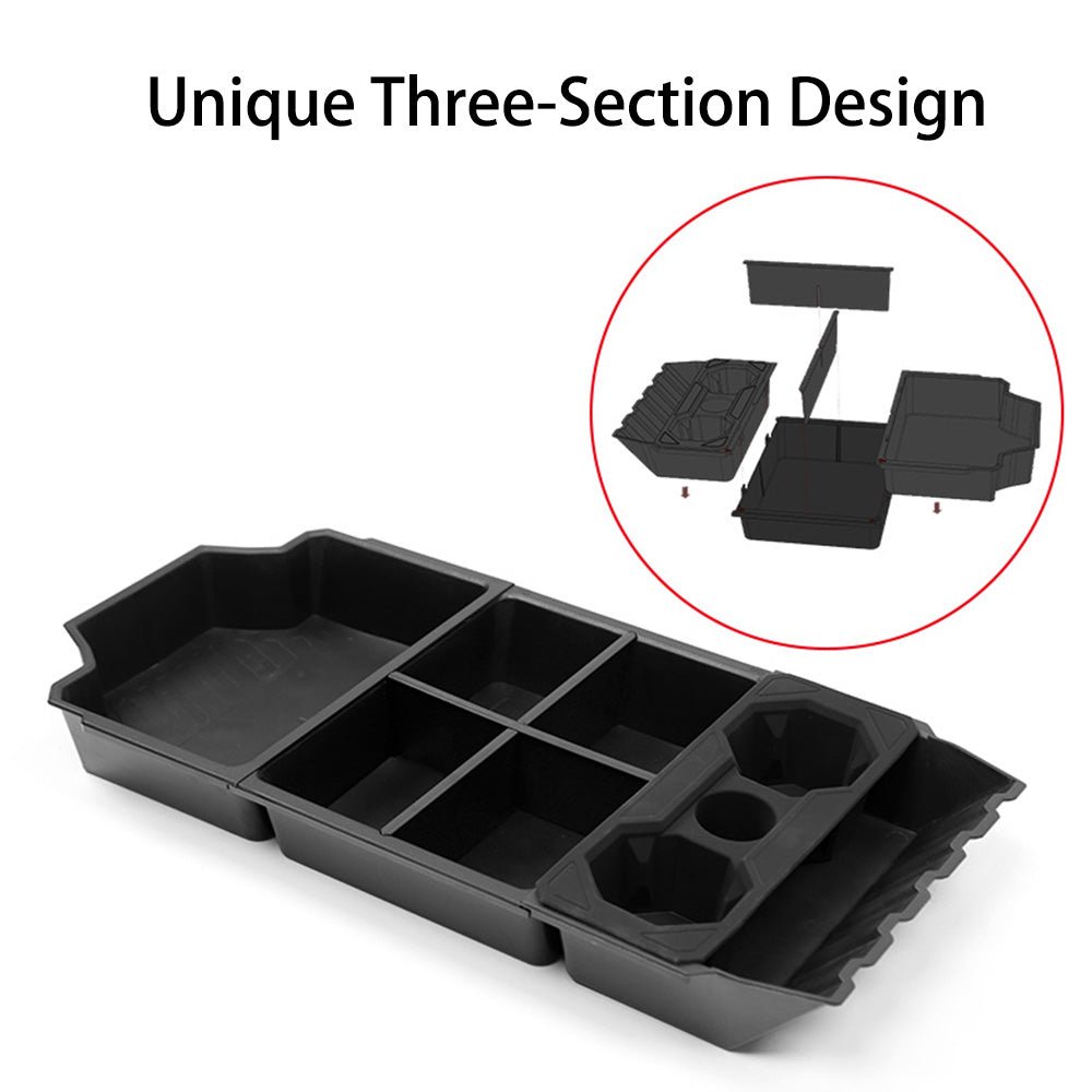 Split Lower Center Console Storage Tray with Cup Holder for Cybertruck - acetesla