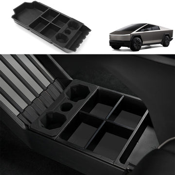 Split Lower Center Console Storage Tray with Cup Holder for Cybertruck - acetesla