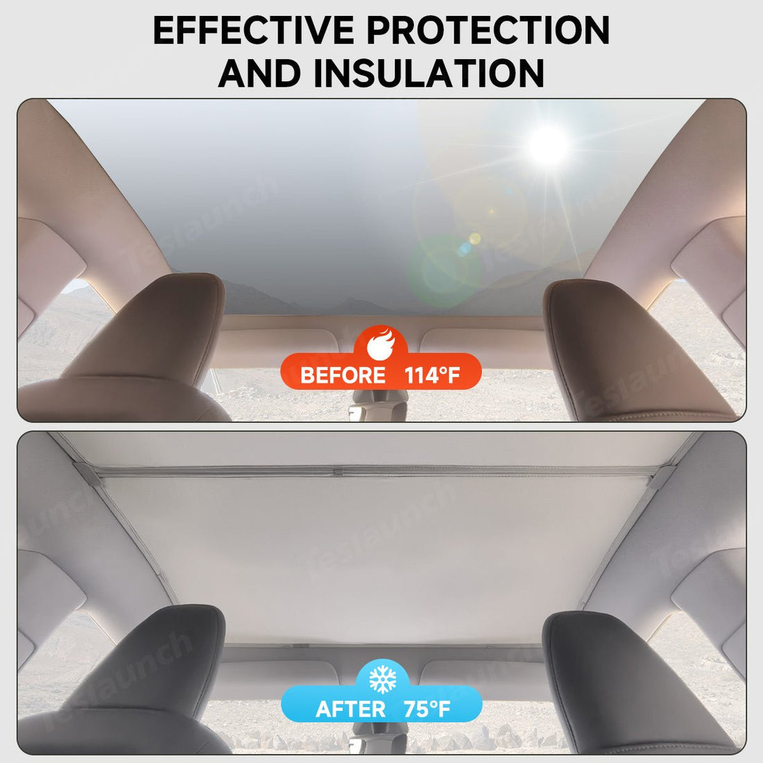 Split Nano Ice Crystal Glass Roof Sunshade for Tesla Model Y Juniper 2025+ - acetesla