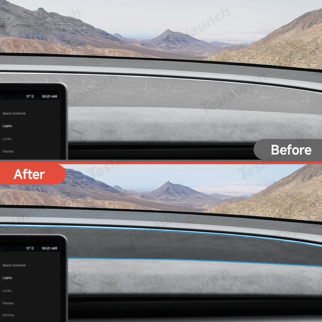 Suede Sunshade Dashboard Mat – UV Protection & Anti - Glare for Tesla Model Y Juniper 2025+ - acetesla