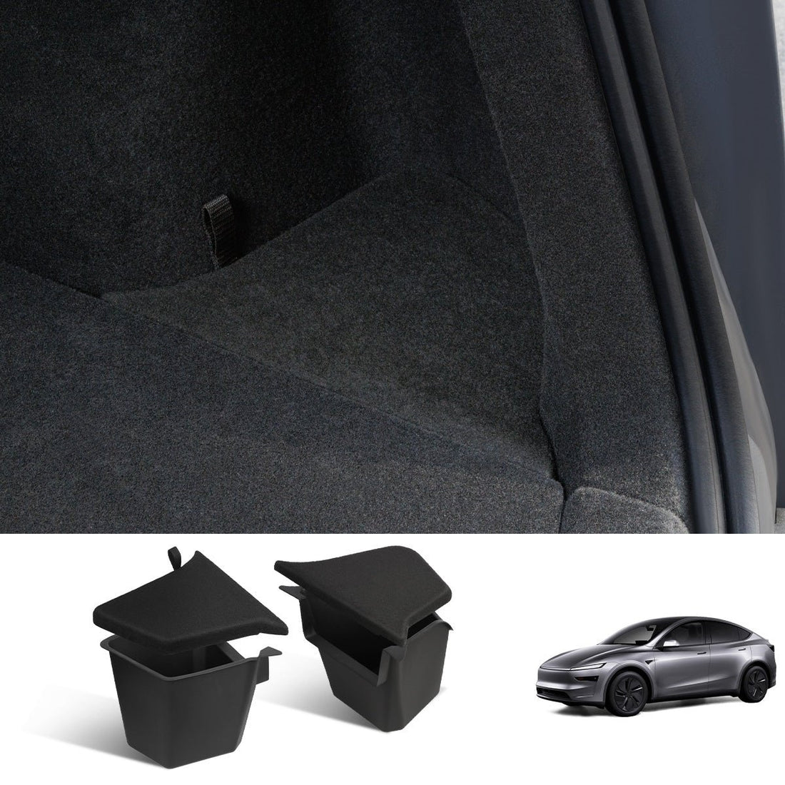 TPE Rear Trunk Side Storage Box for Tesla Model Y Juniper 2025+ (2 Pcs) - acetesla
