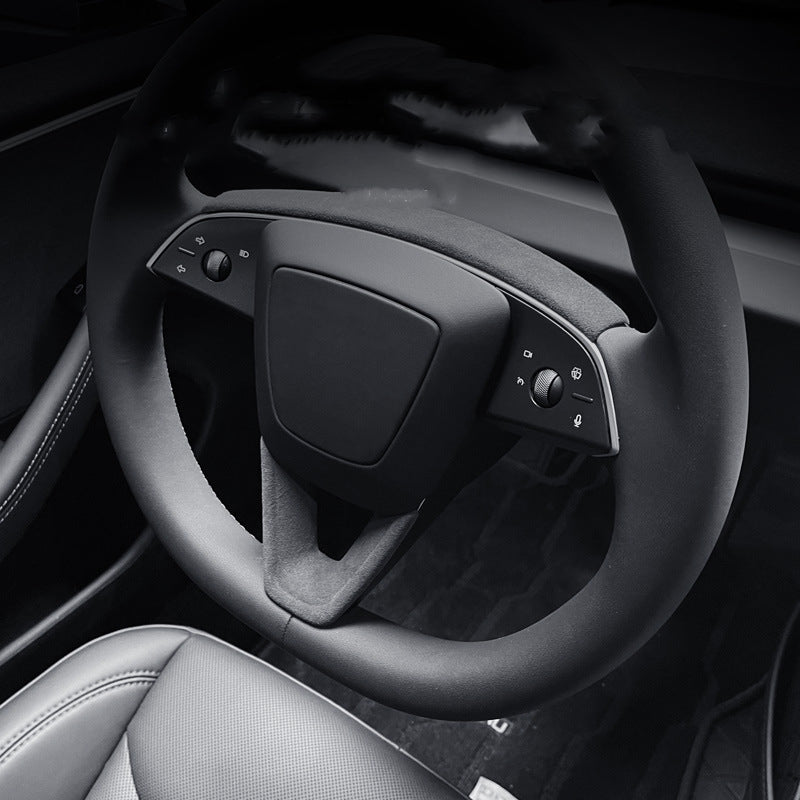 Tumbled Leather Steering Wheel Panel for Tesla Model 3 Highland - acetesla