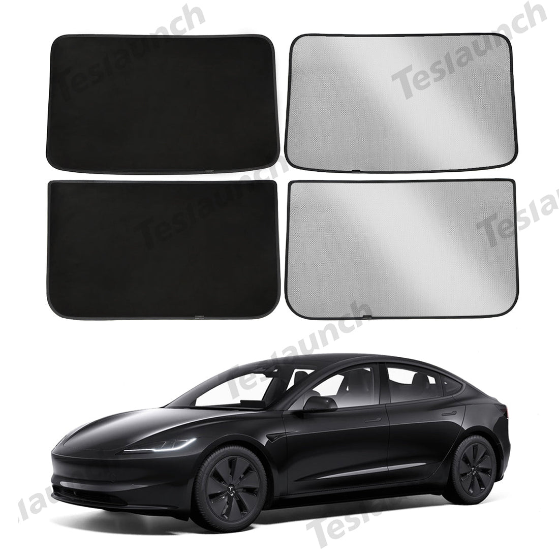 Upgrade Built - In Reflective Ice Crystal + Suede Sunroof Sunshade for Tesla 2024 Model 3 Highland - acetesla