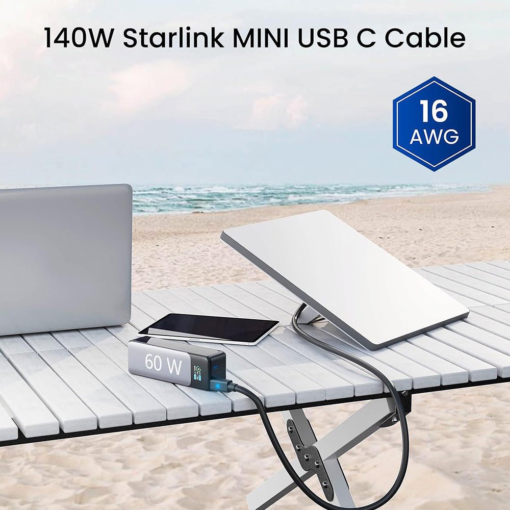 USB C to DC Power Cable with Indicator Light for Starlink Mini - acetesla