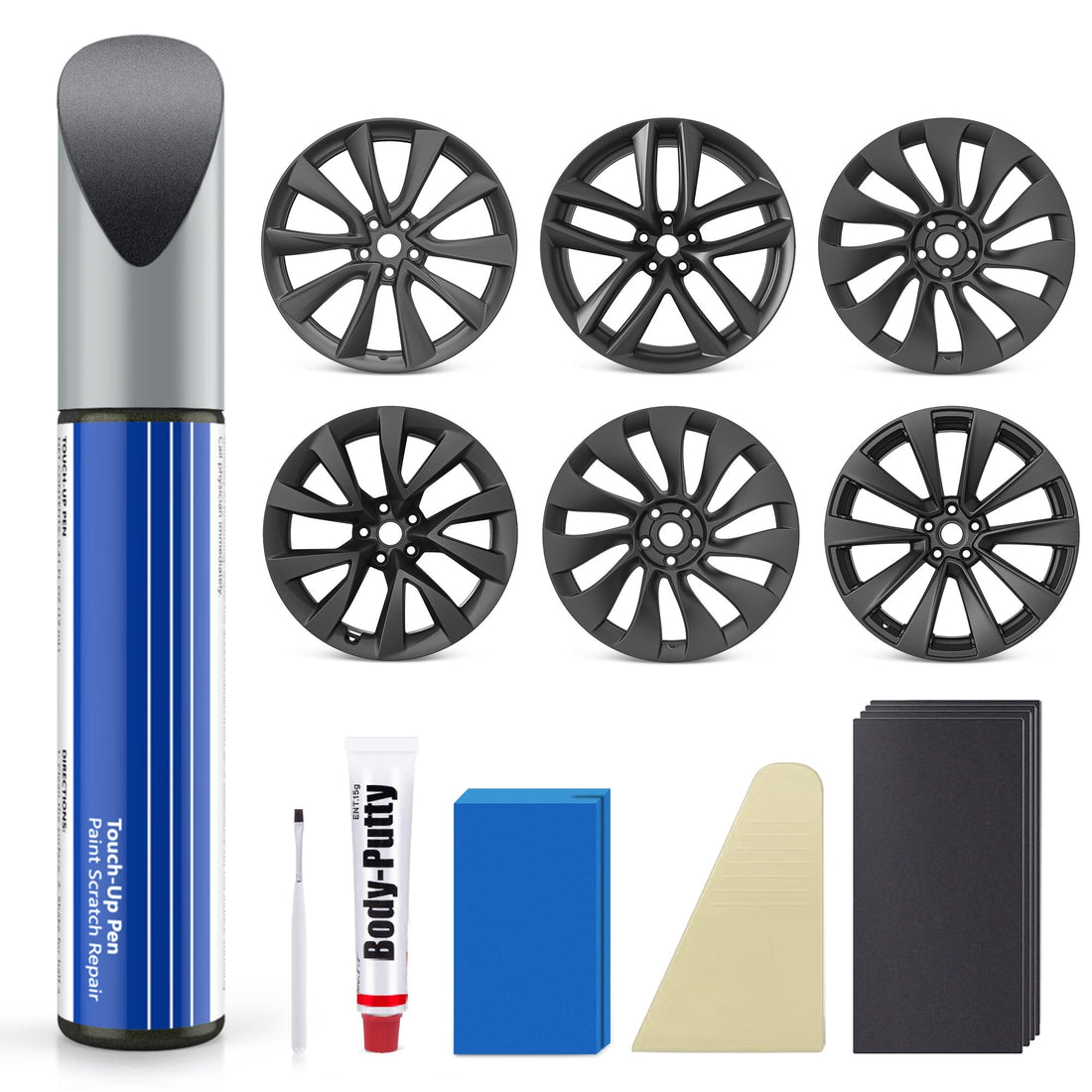 Wheel Rim Touch Up Paint Kit for Tesla Model 3/Y/S/X - DIY Curb Rash Repair with Color - Matched Paint - acetesla